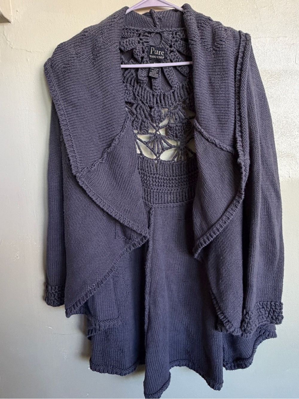Pure Handknit Open Cardigan Sweater Size M/L